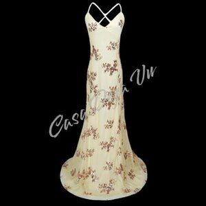 Champaing Color Mermaid Paillettes Sequins Strappy Maxi Prom Formal Ball Gown